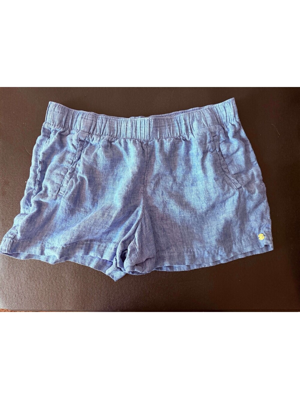 Lilly Pulitzer GUC Womens Lilo Linen Shorts Blue Peri Cotton Chambray Size Large